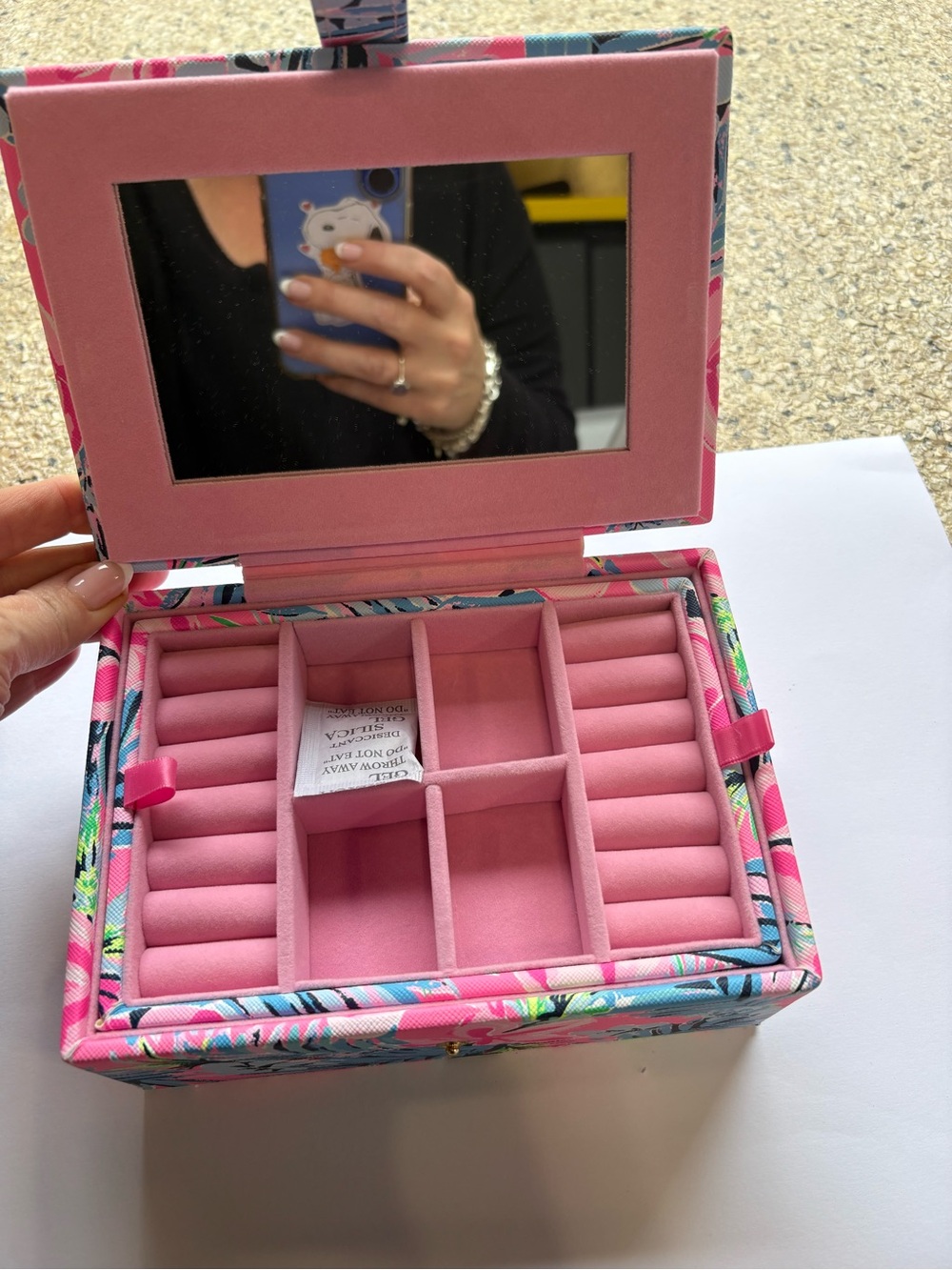 Lilly Pulitzer Pink Floral Jewelry Box with Mirror